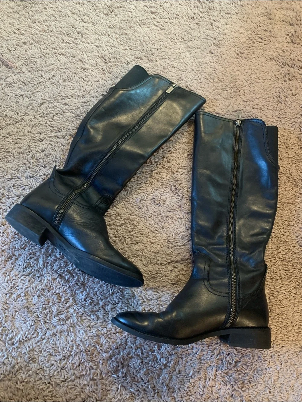 Michael Kors Dora Grommet Eyelets Tall Riding Boots Leather Equestrian Black